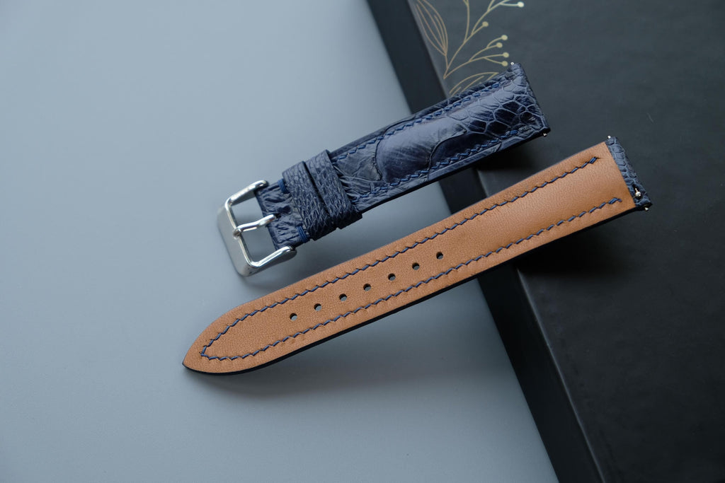 dark navy ostrich leather watch strap – photo 3