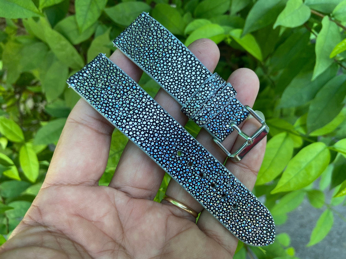 silver stingray leather watch strap – photo 3