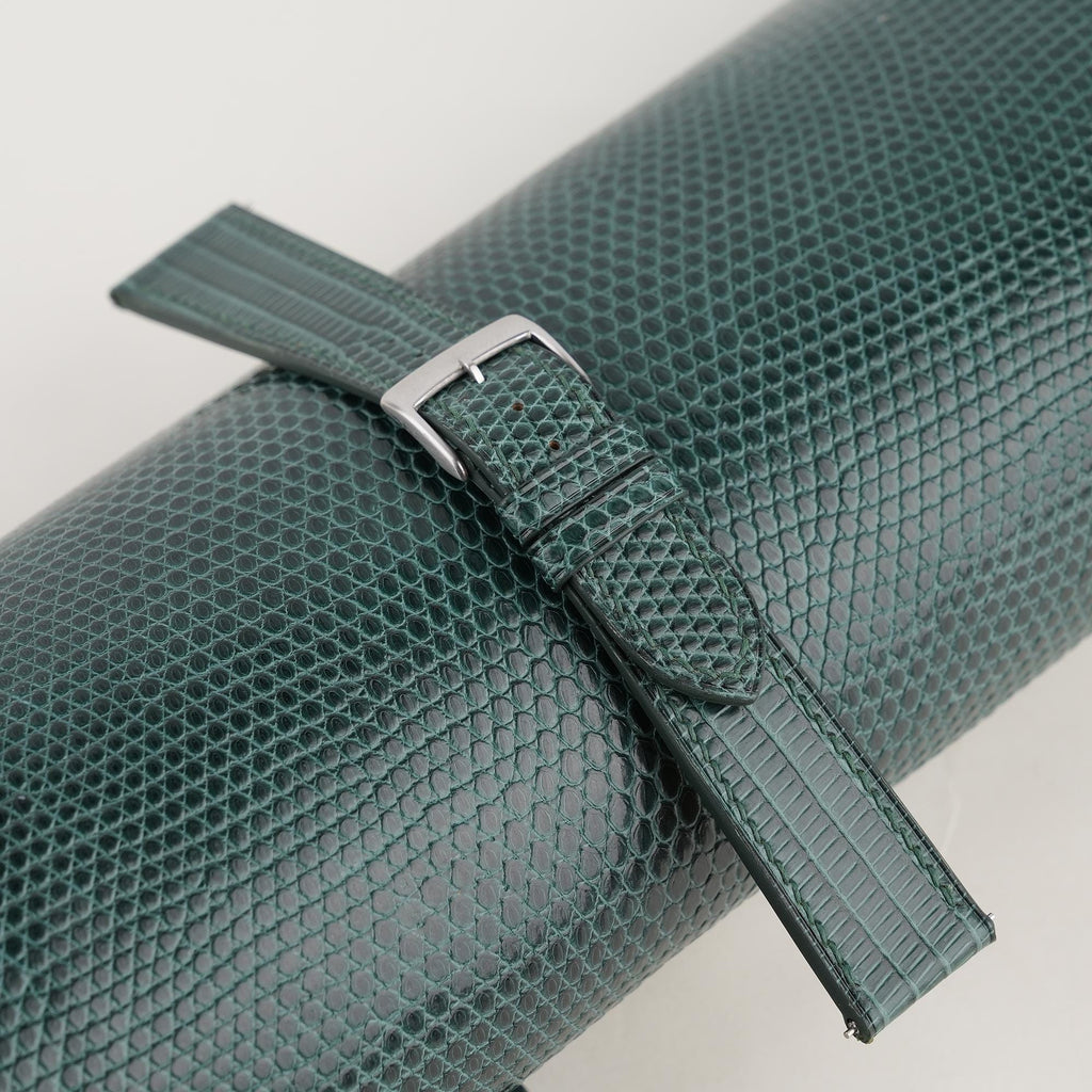 dark green lizard leather watch strap – photo 3