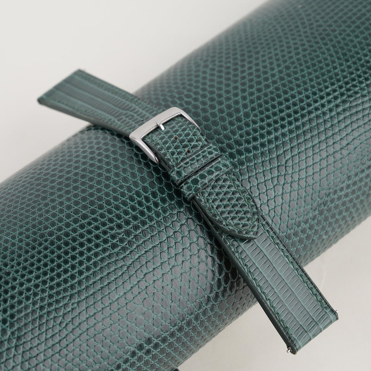 dark green lizard leather watch strap – photo 3