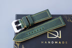 dark green waxed leather watch strap – photo 3