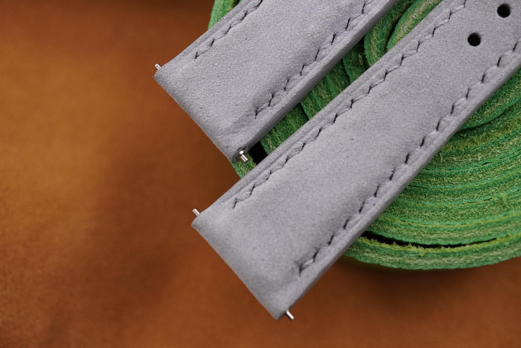 light gray nubuck leather watch strap – photo 3