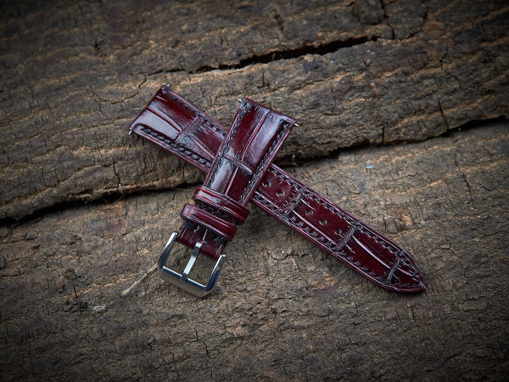 bordeaux alligator leather watch strap – photo 3