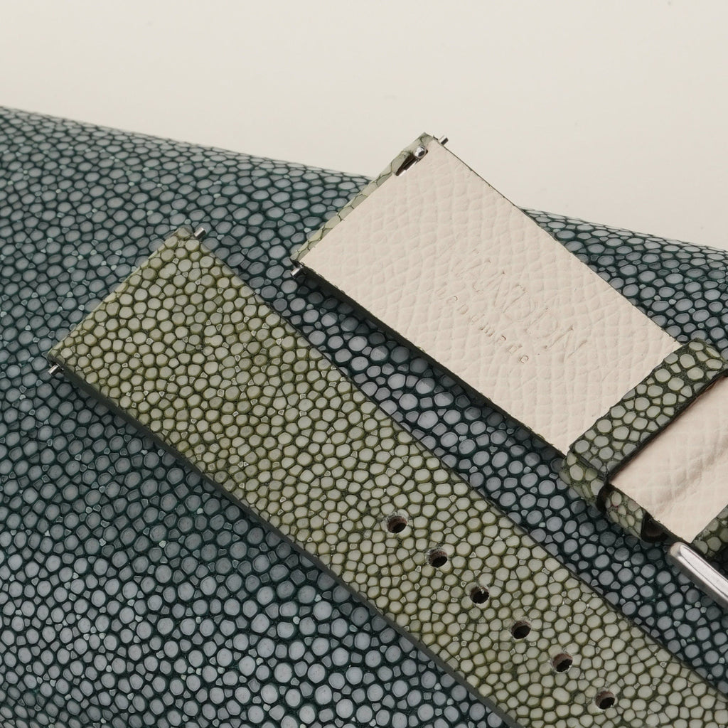 moss green stingray leather watch strap – photo 3