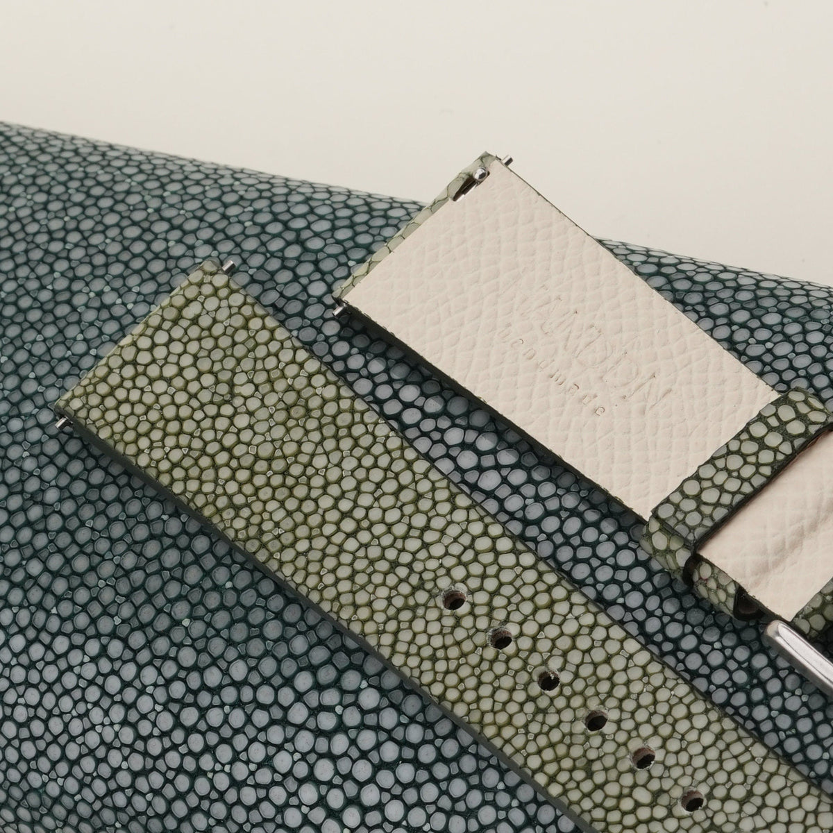 moss green stingray leather watch strap – photo 3