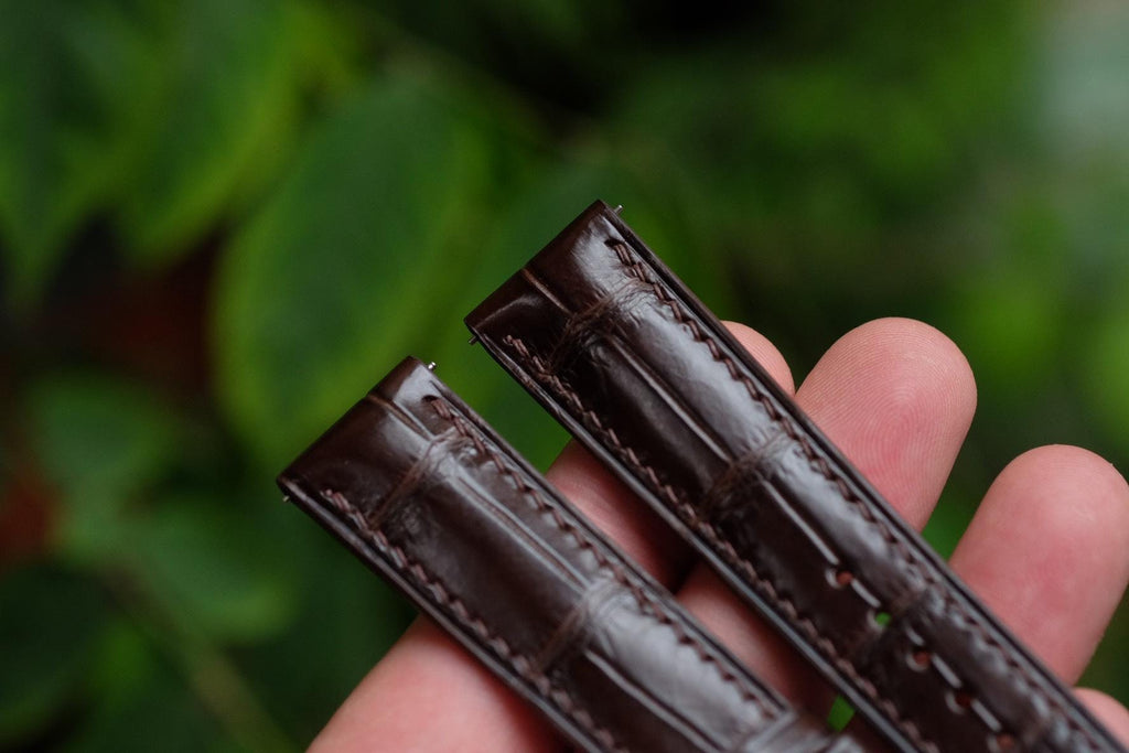 chocolate brown alligator leather watch strap – photo 3