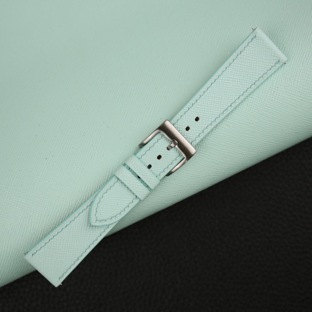 turquoise blue saffiano leather watch strap – photo 3