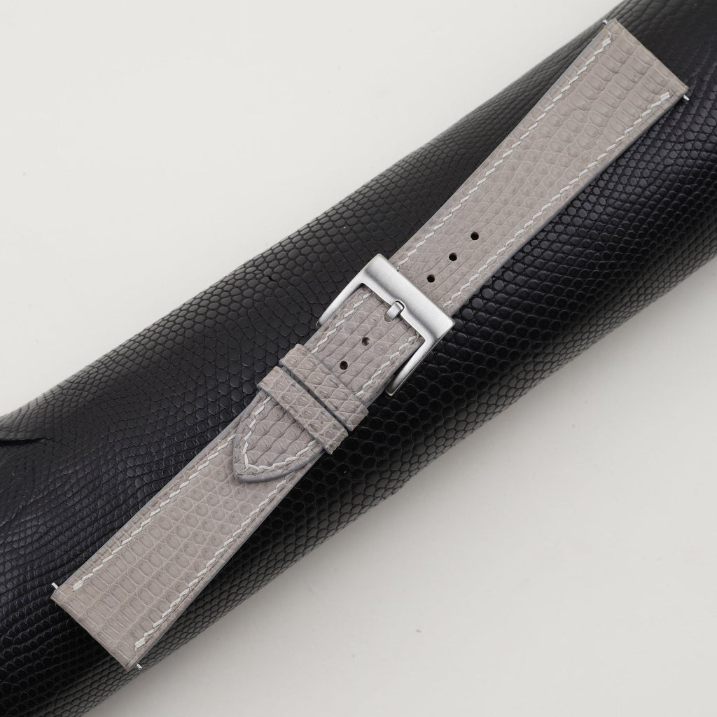 light grey lizard leather watch strap – photo 3