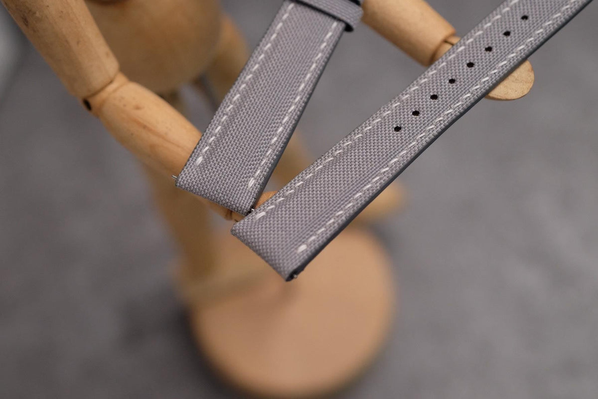 light gray canvas leather watch strap – photo 3