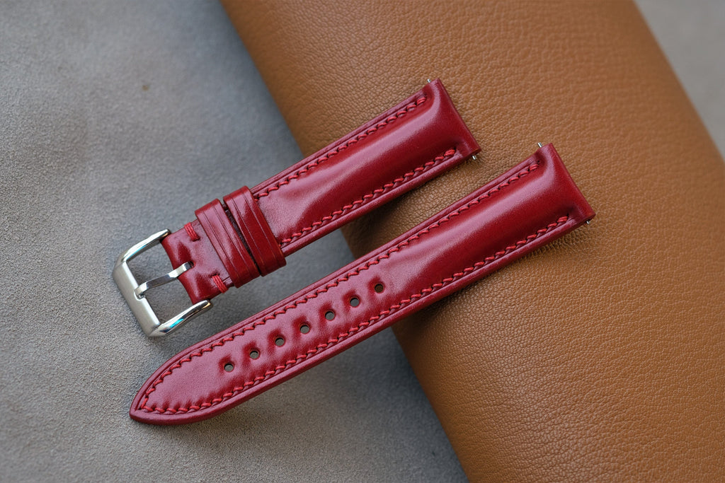 red shell cordovan leather watch strap – photo 3