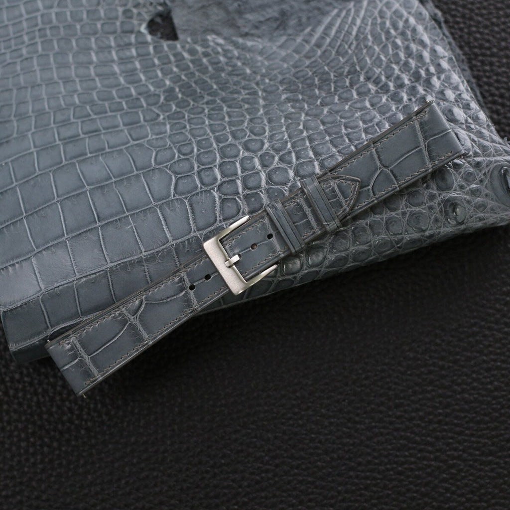 stone grey alligator leather watch strap – photo 3