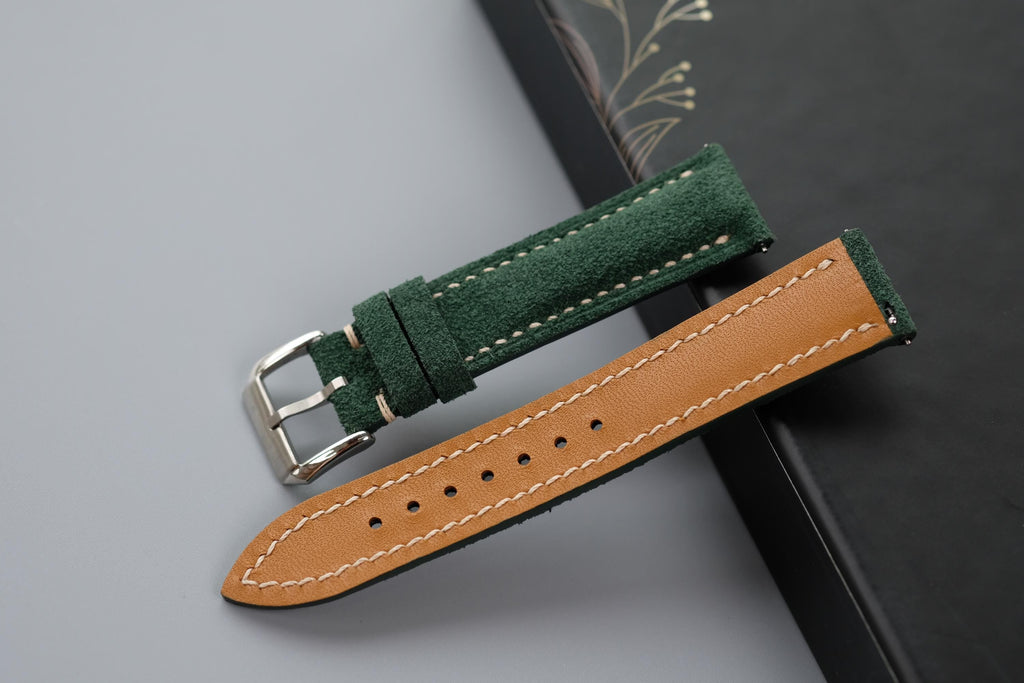 green suede leather watch strap – photo 3