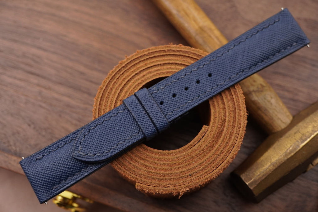 blue saffiano leather watch strap – photo 3