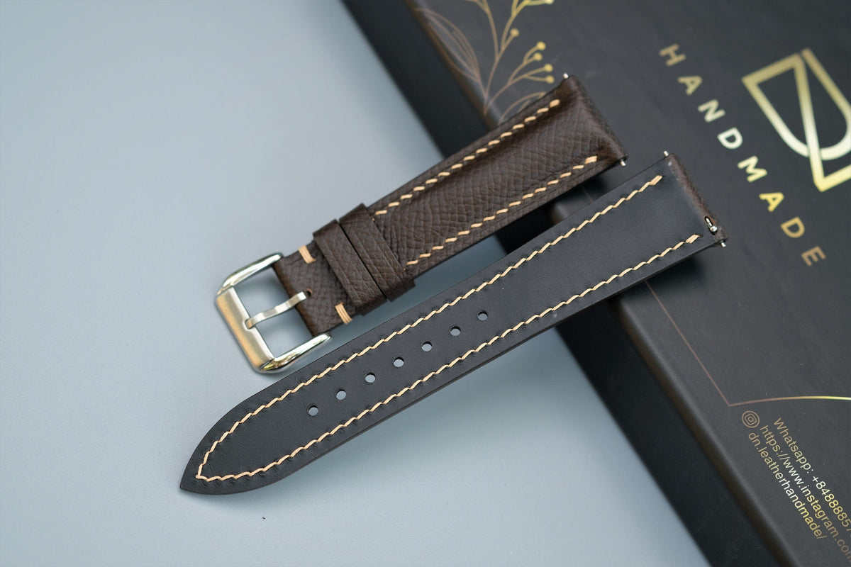 chocolate epsom leather watch strap – photo 3