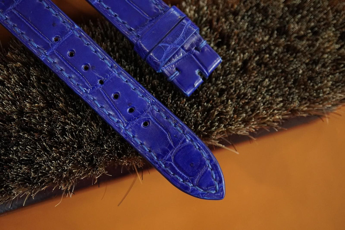 blue alligator leather watch strap – photo 3