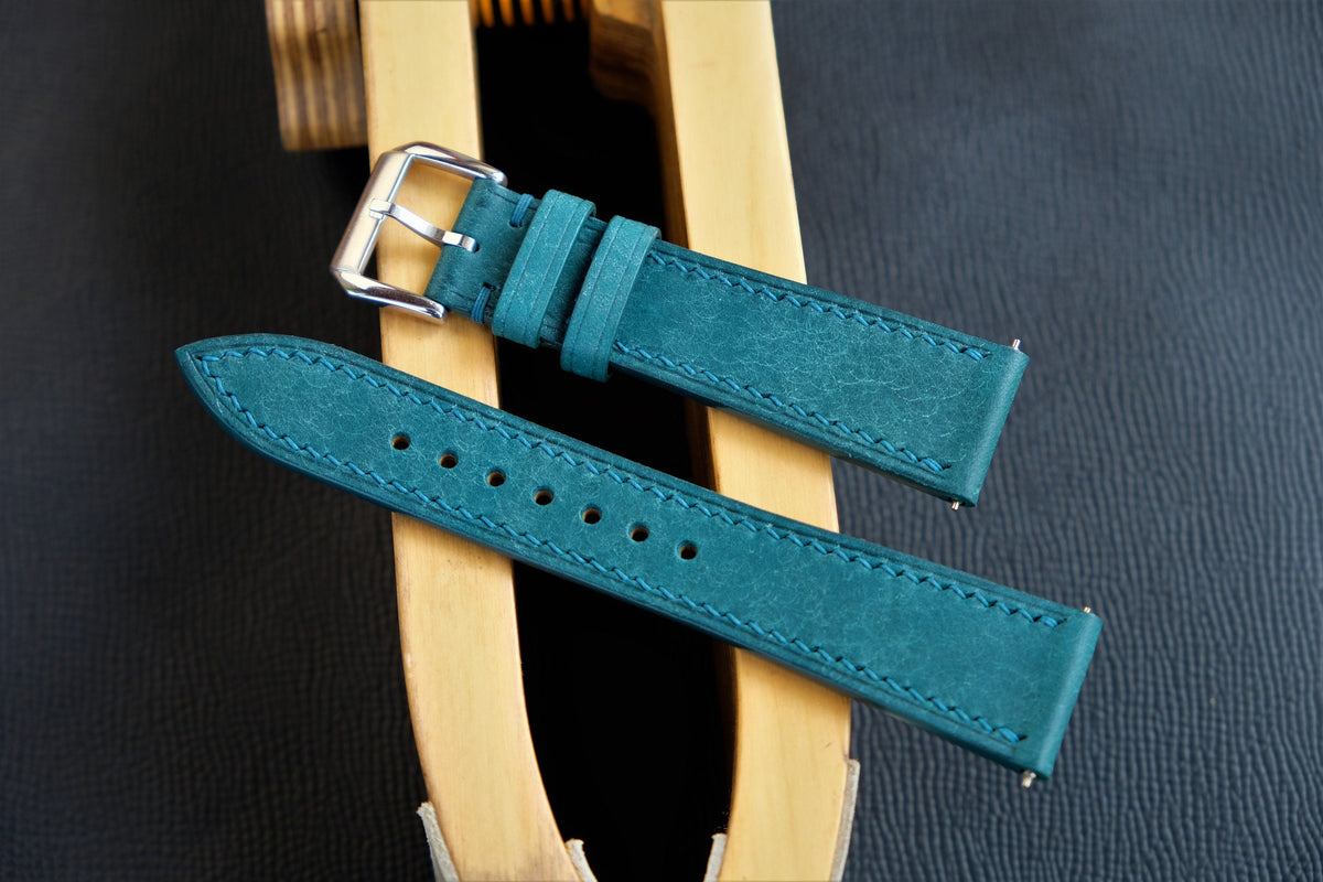 teal blue pueblo leather watch strap – photo 3