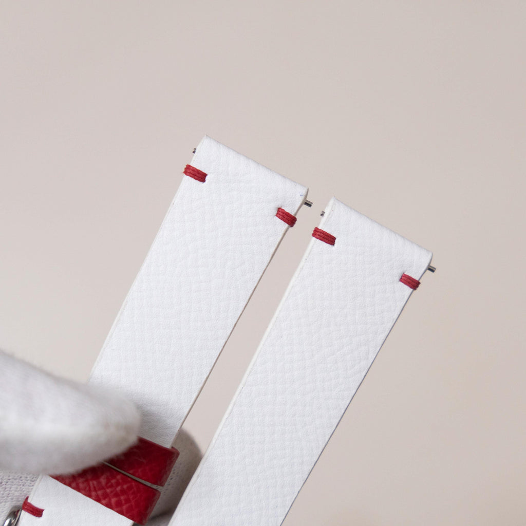 white & red epsom leather watch strap – photo 3