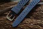 blue suede leather watch strap – photo 3