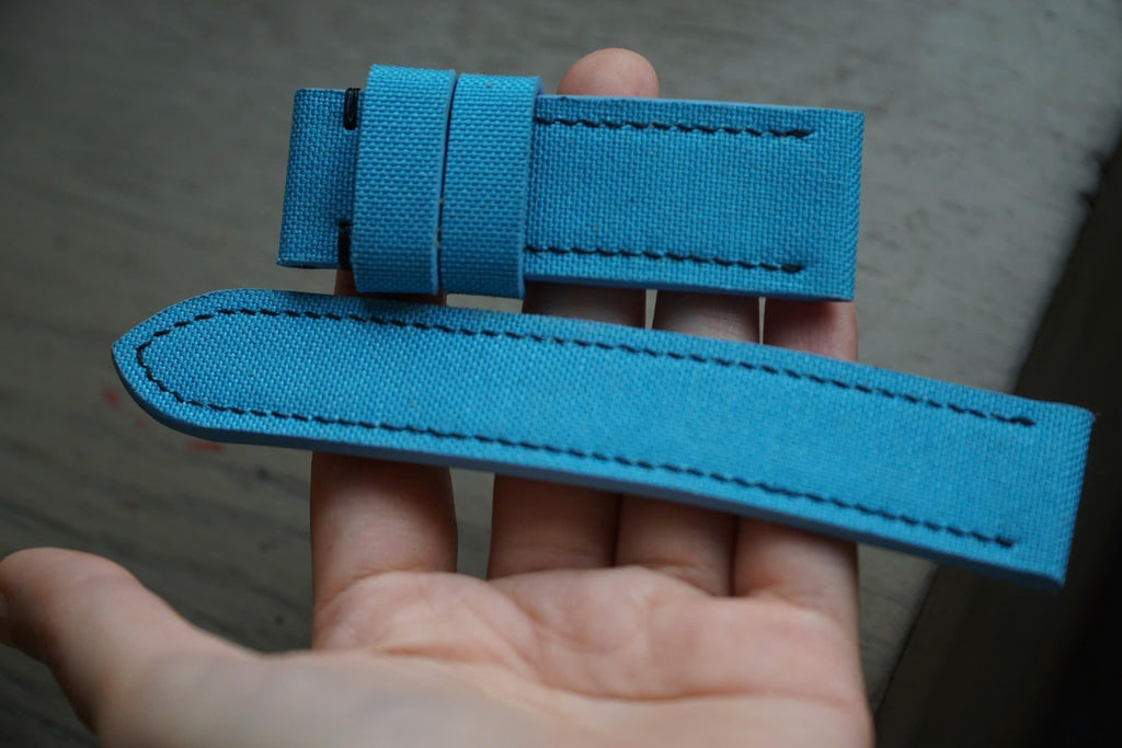blue sailcloth rubber leather watch strap – photo 3