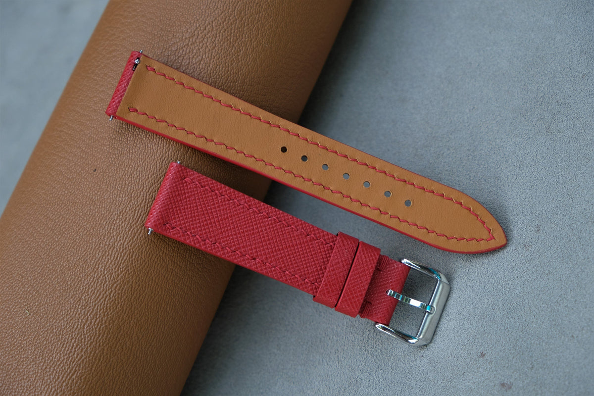 red saffiano leather watch strap – photo 3