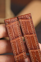 cognac alligator leather watch strap – photo 3
