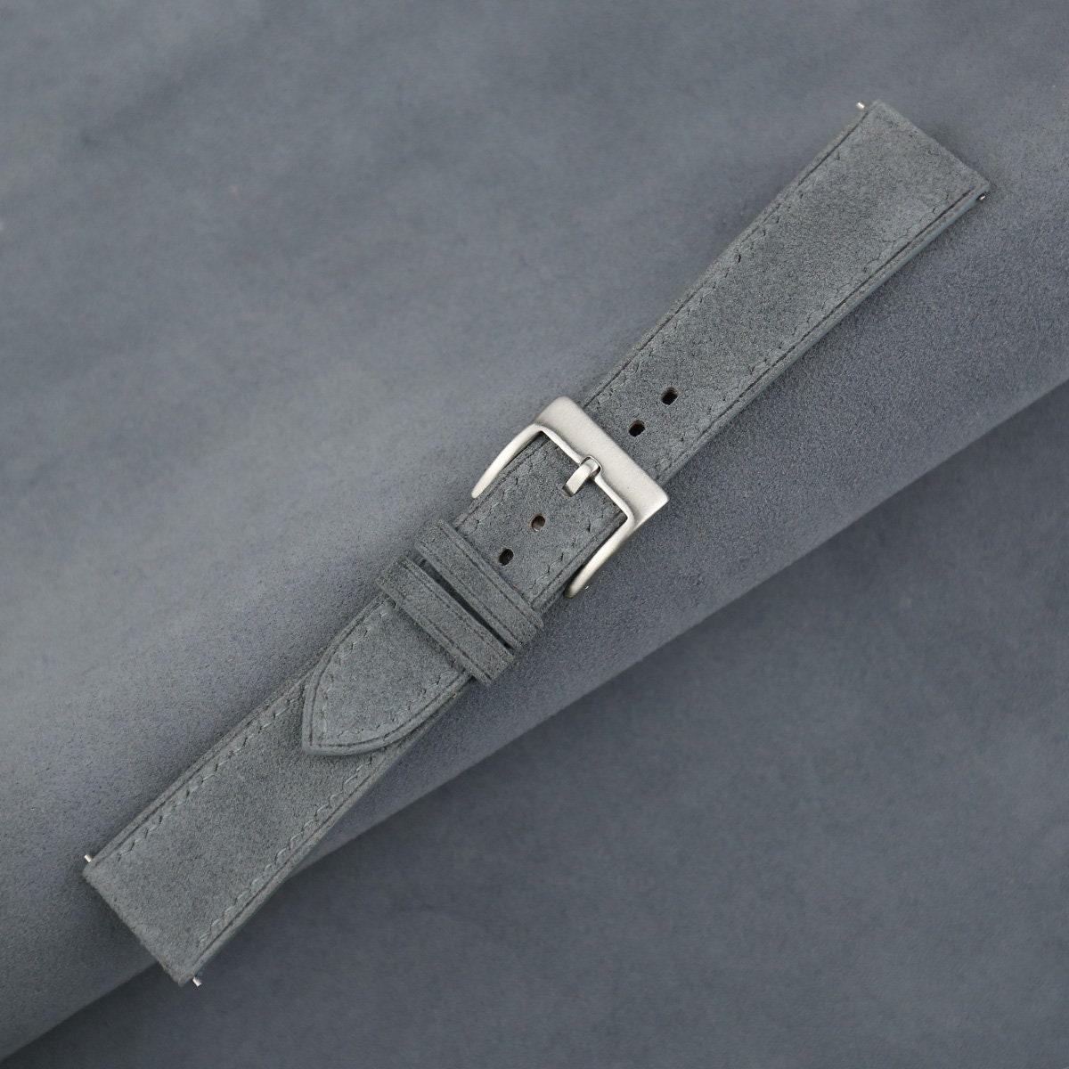 graphite grey suede leather watch strap – photo 3