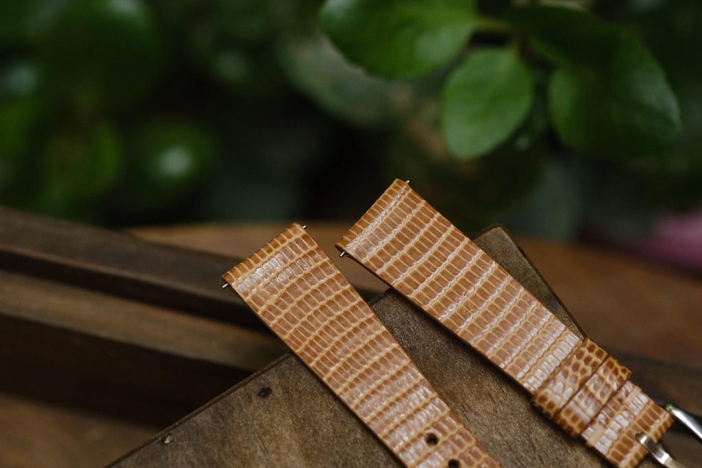 cognac lizard leather watch strap – photo 3
