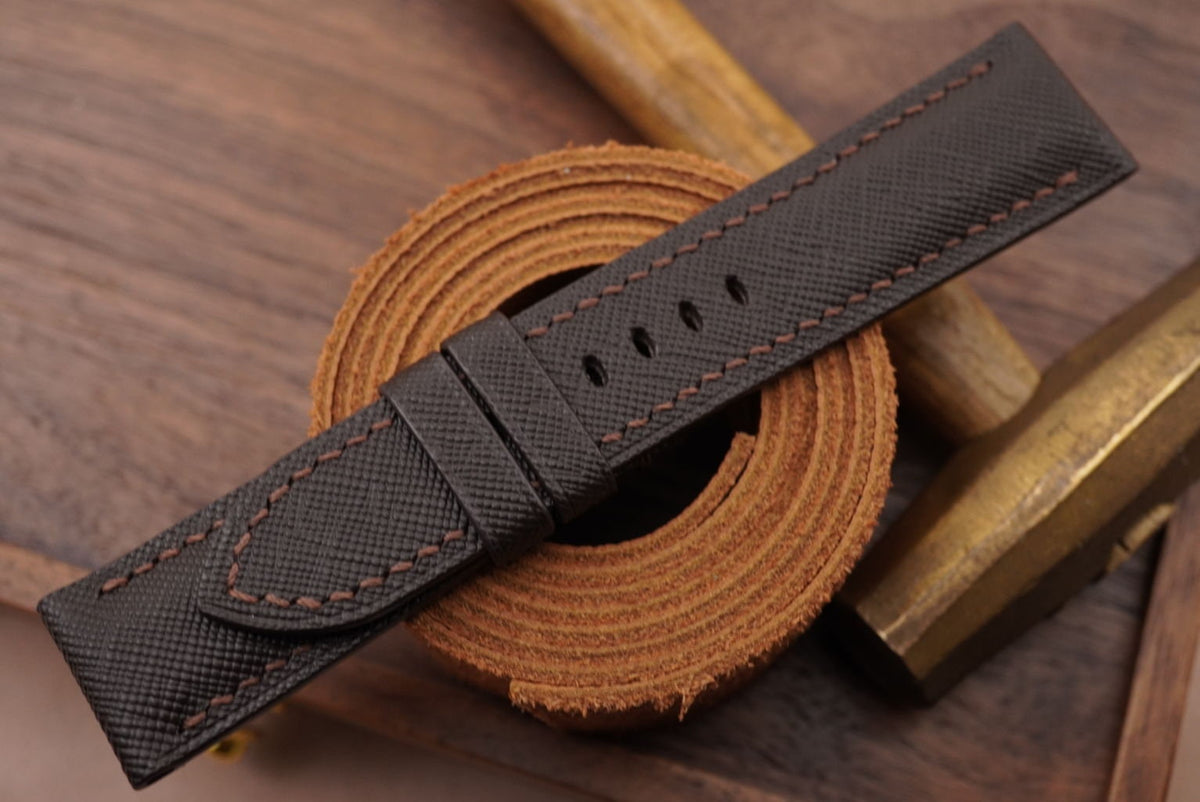 dark brown saffiano leather watch strap – photo 3