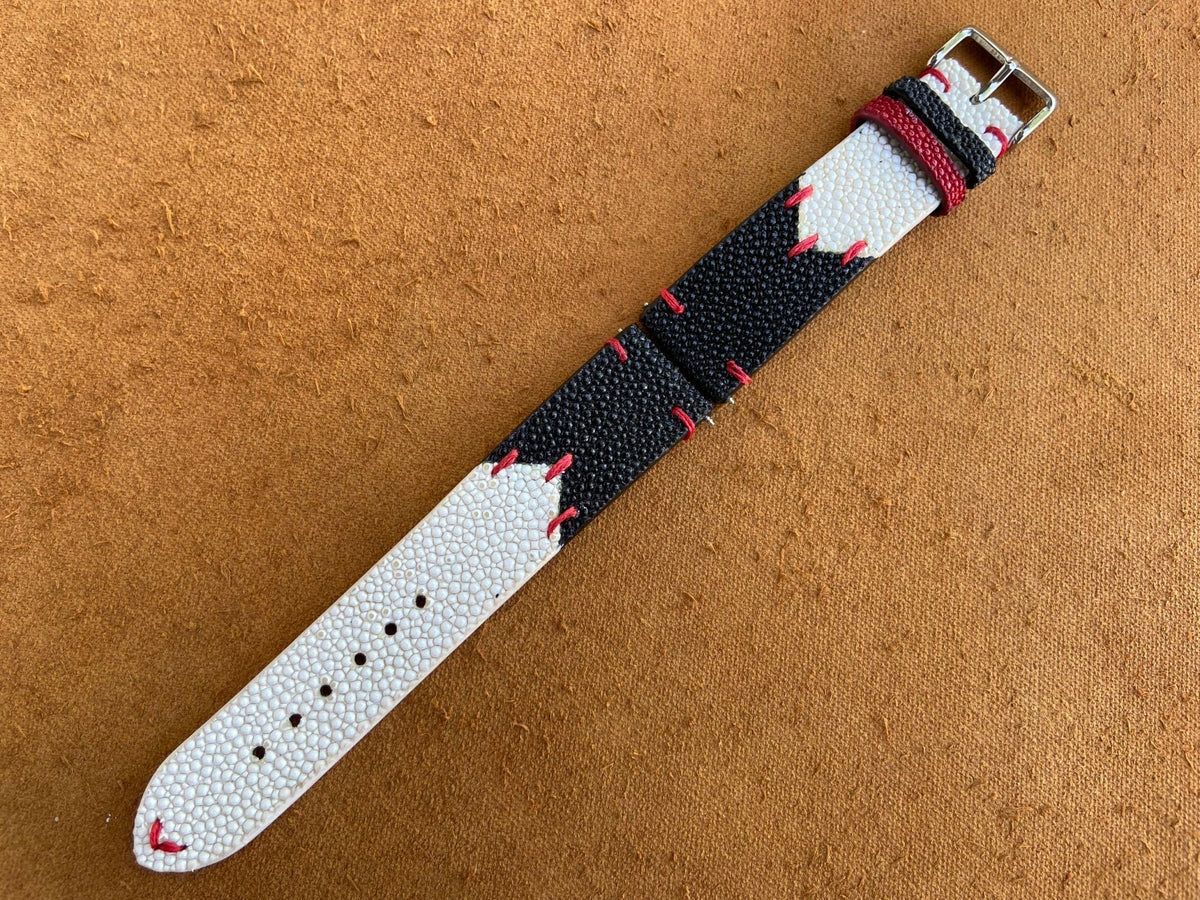 black & white stingray leather watch strap – photo 4