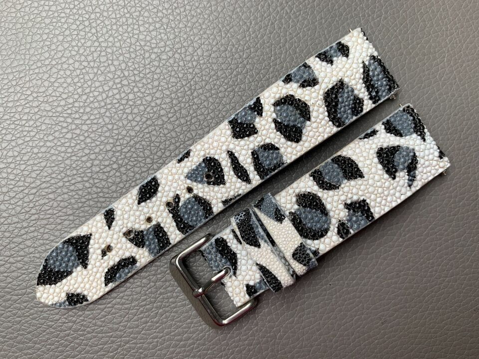 white black stingray leather watch strap – photo 4