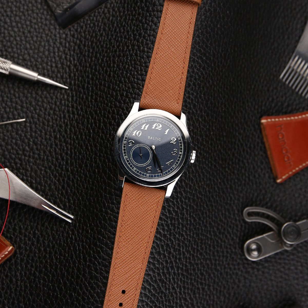 golden brown saffiano leather watch strap – photo 4