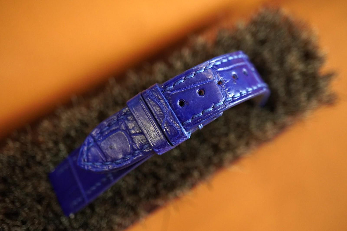 blue alligator leather watch strap – photo 4