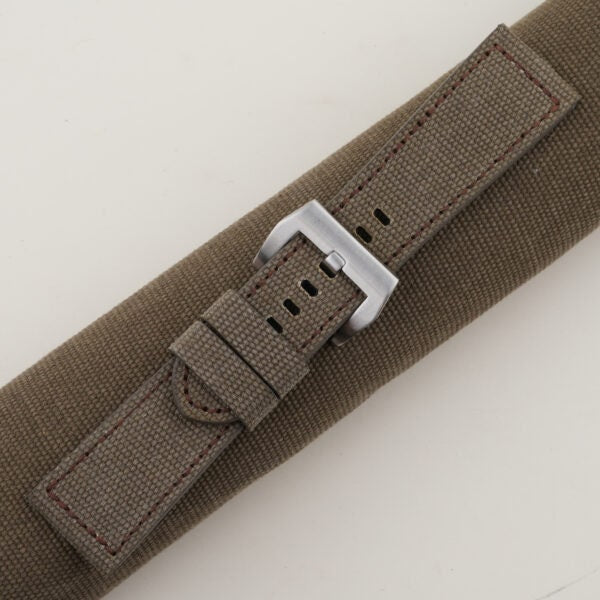 green taupe canvas leather watch strap – photo 4