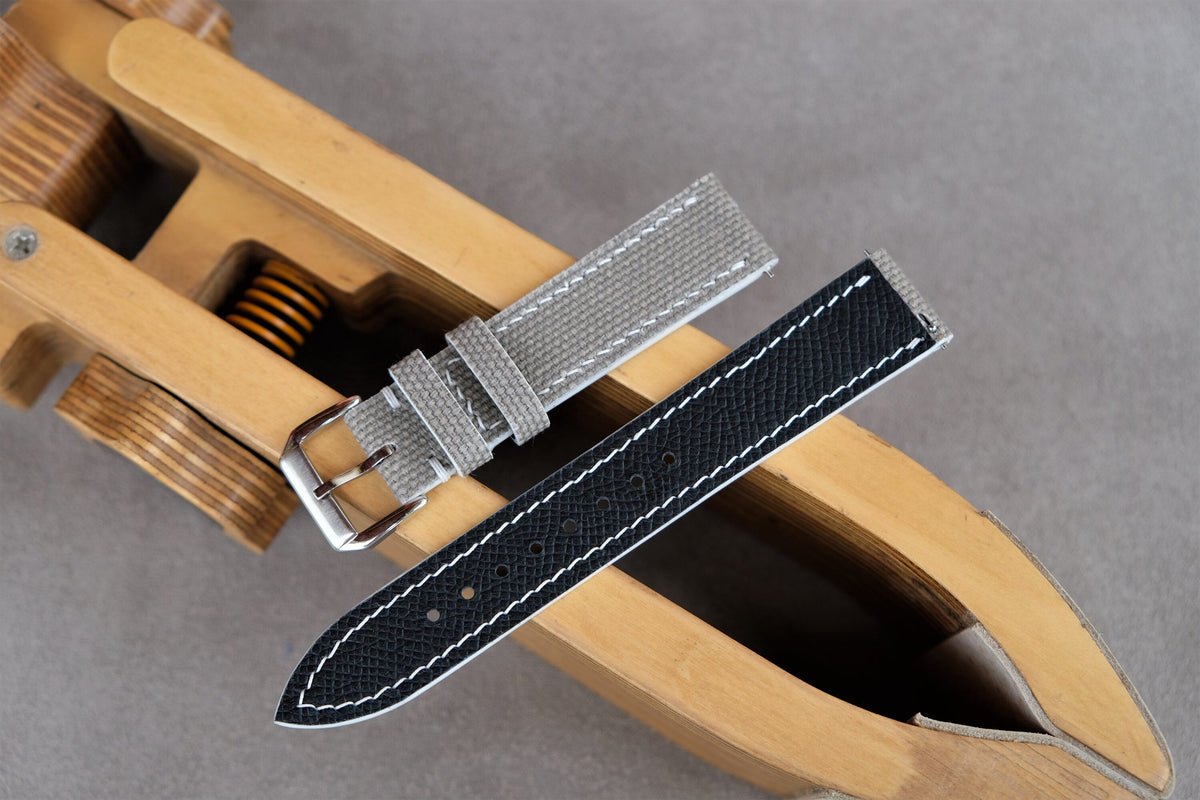 gray canvas leather watch strap – photo 4