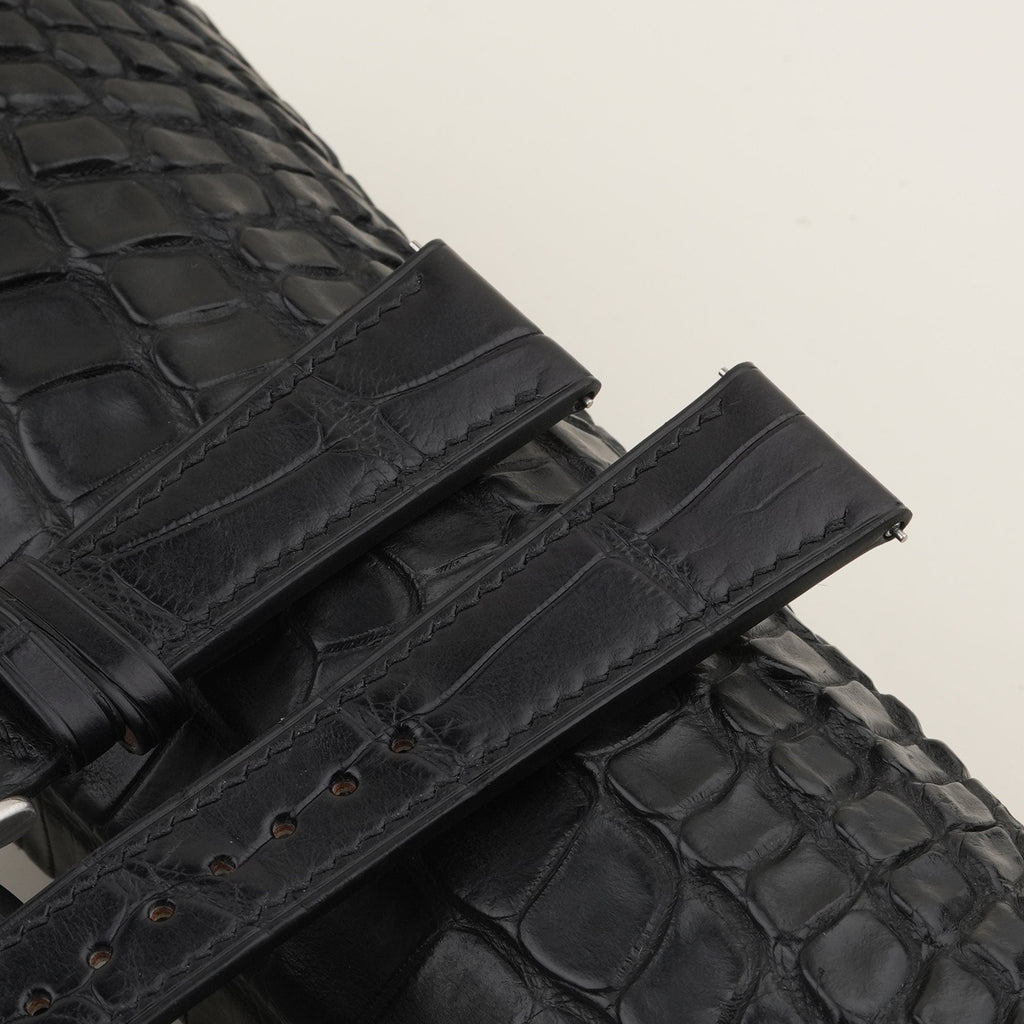 black & pearl white alligator leather watch strap – photo 4