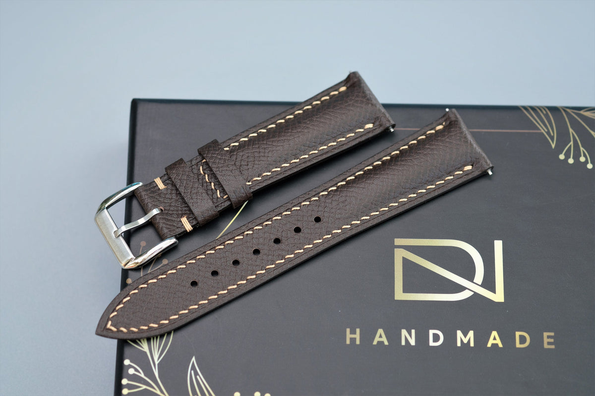 chocolate epsom leather watch strap – photo 4