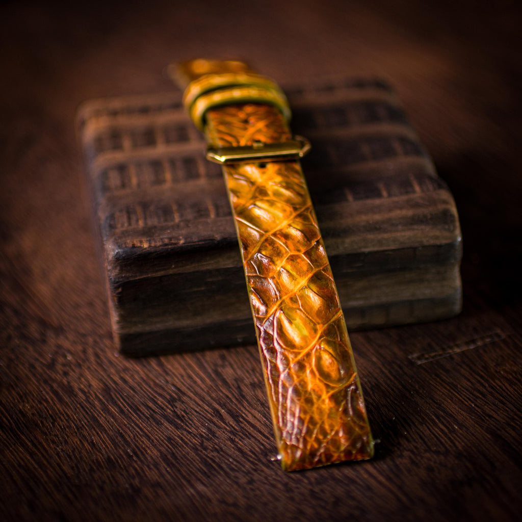 patina gold alligator leather watch strap – photo 4