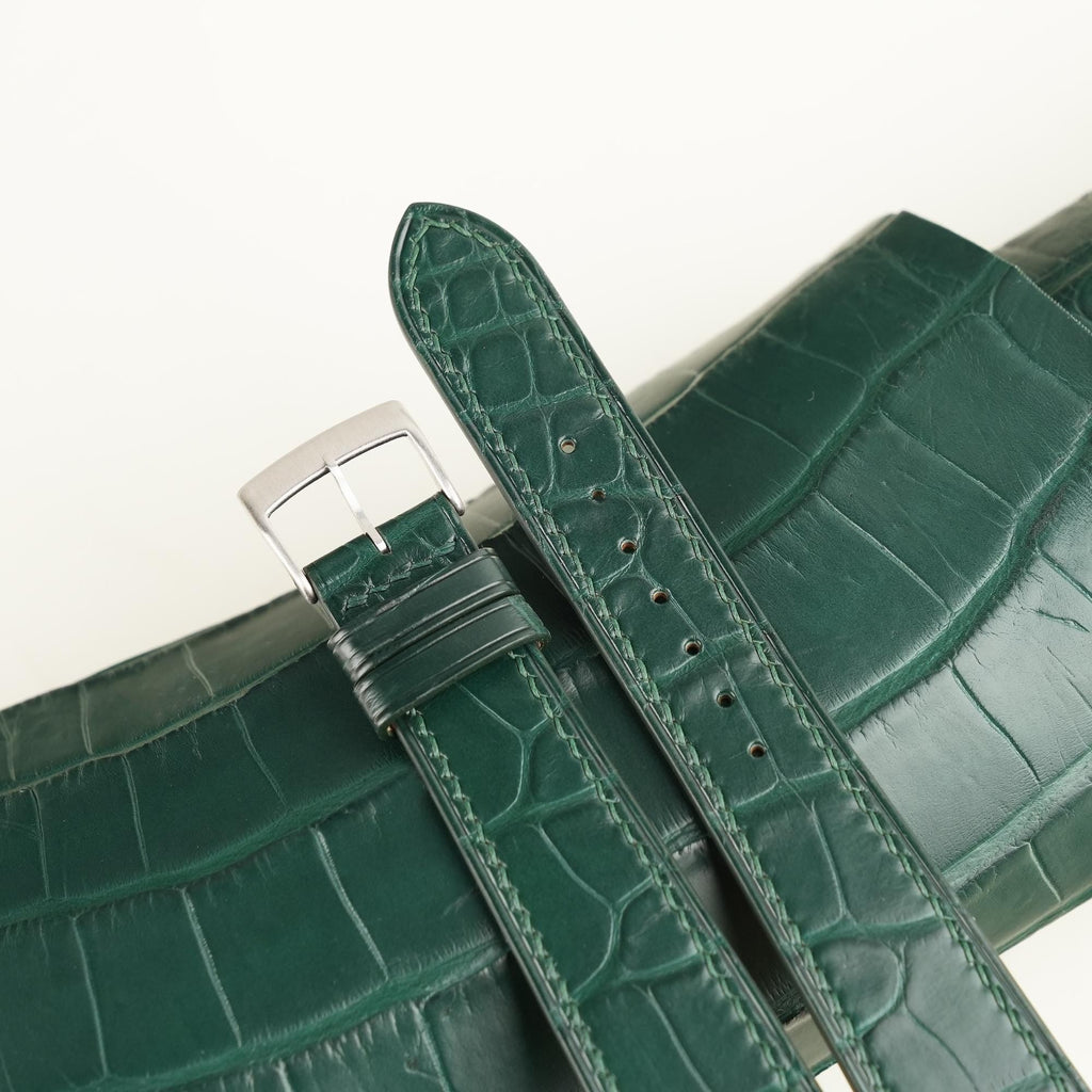 emerald green alligator leather watch strap – photo 4