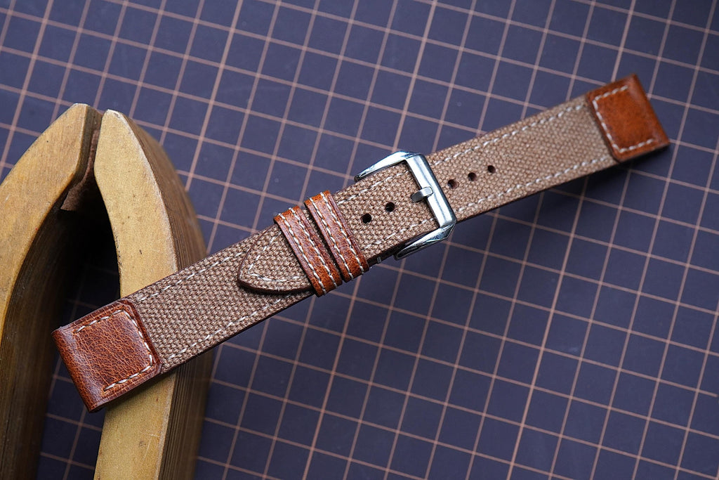 brown canvas leather watch strap – photo 4