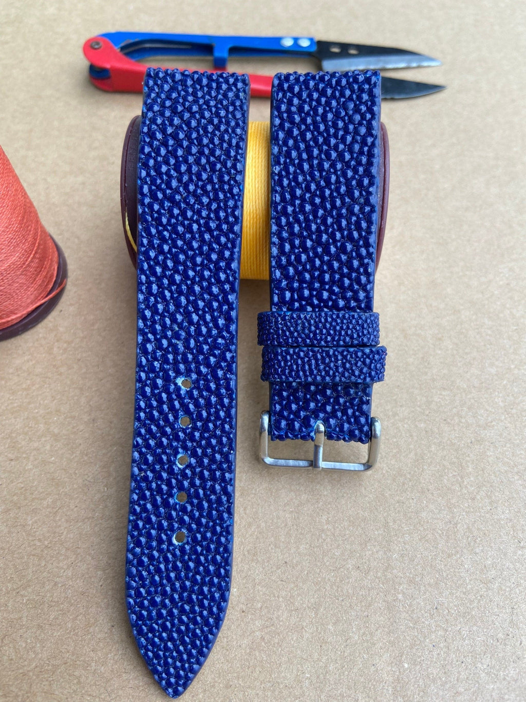 navy blue stingray leather watch strap – photo 4