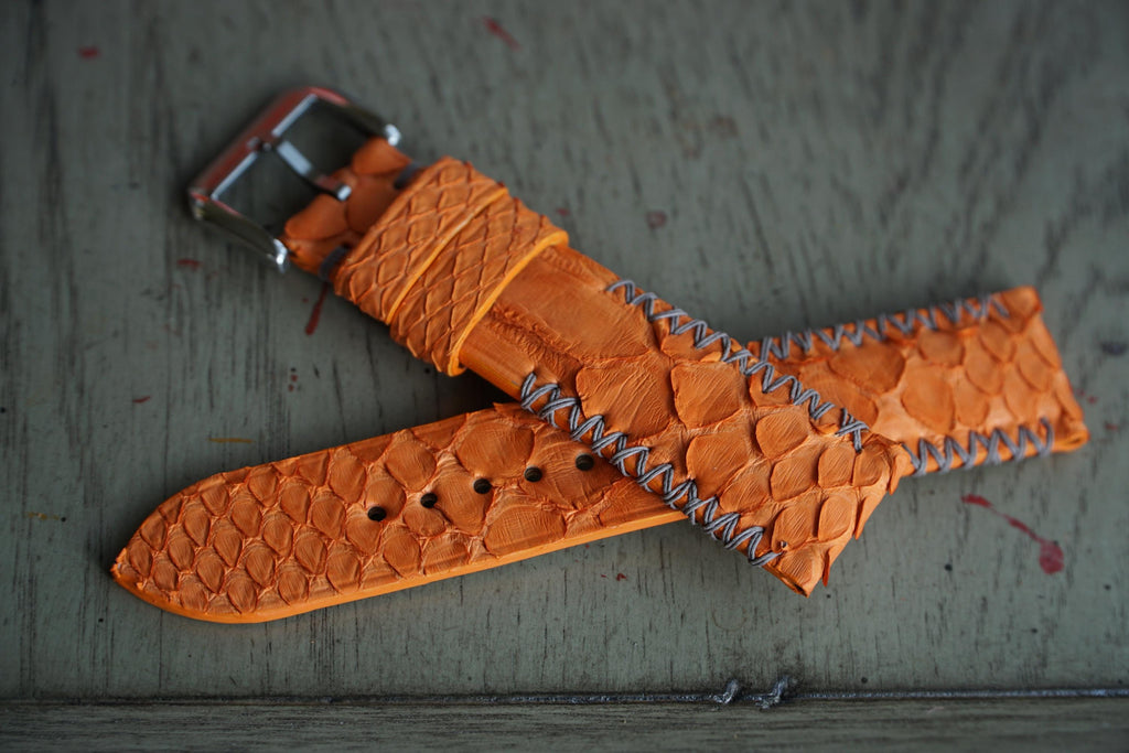 orange python leather watch strap – photo 4