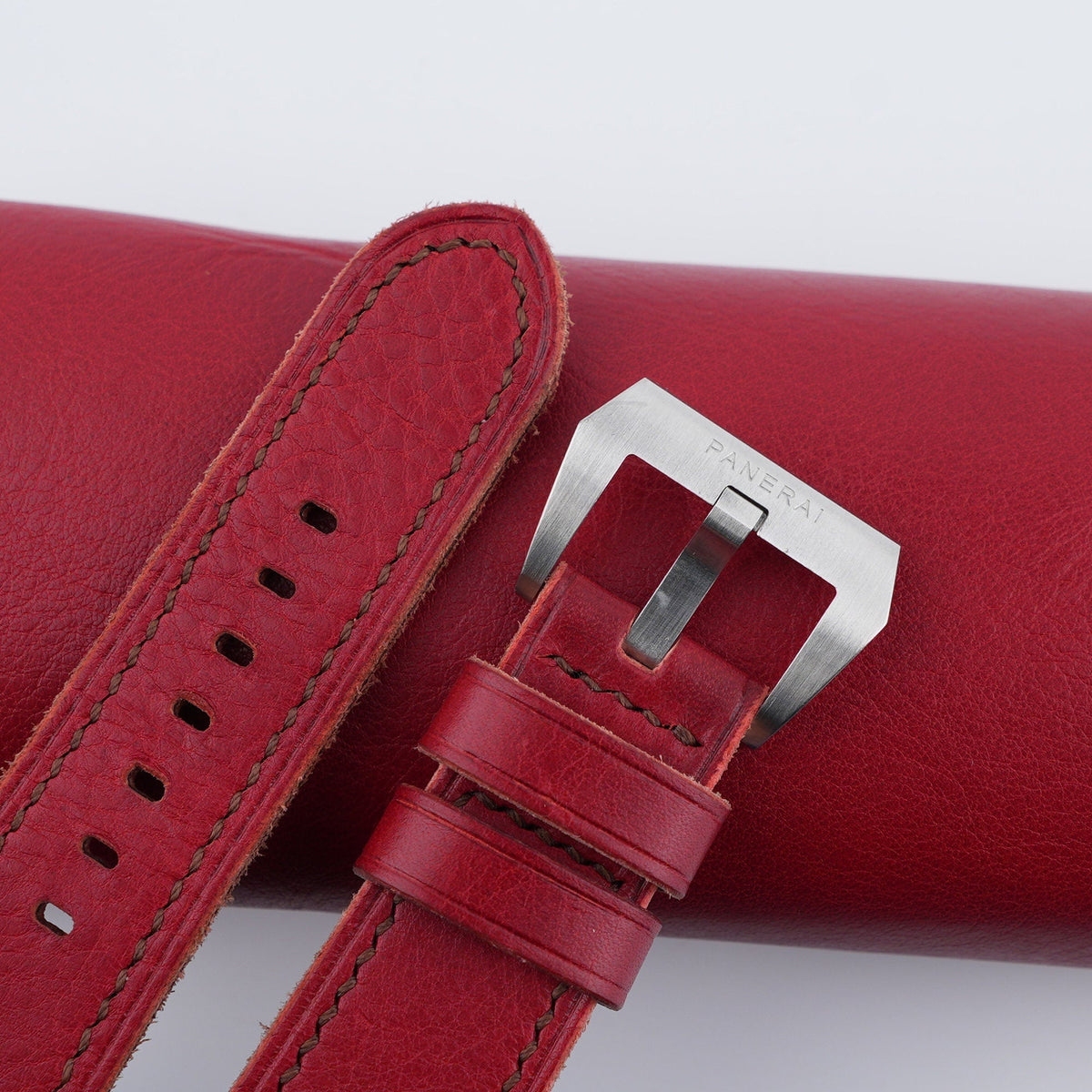 red vachetta leather watch strap – photo 4