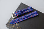 blue ostrich leather watch strap – photo 4