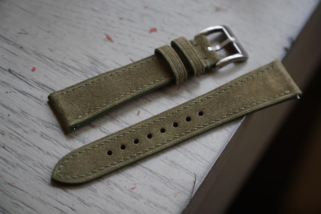 olive green suede leather watch strap – photo 4