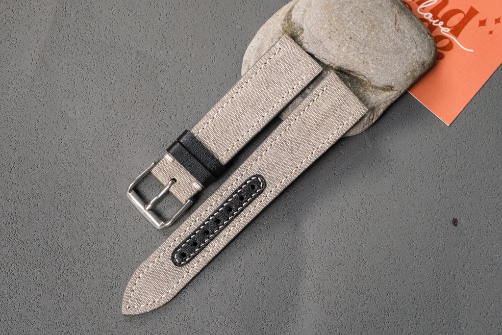light grey canvas leather watch strap – photo 4