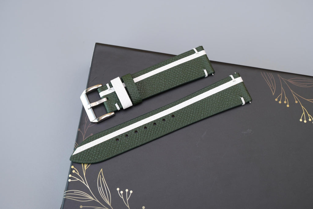 green & white epsom leather watch strap – photo 4
