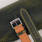 olive waxed leather watch strap – photo 4
