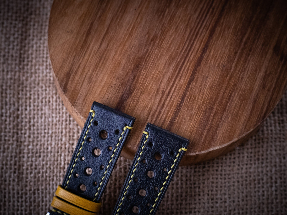 black & yellow vachetta leather watch strap – photo 4