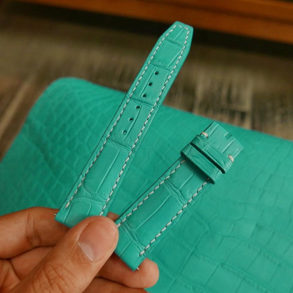 turquoise blue alligator leather watch strap – photo 4