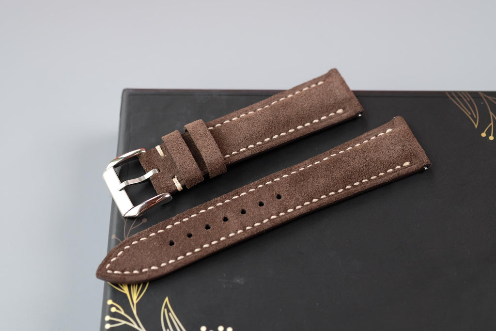 chocolate suede leather watch strap – photo 4